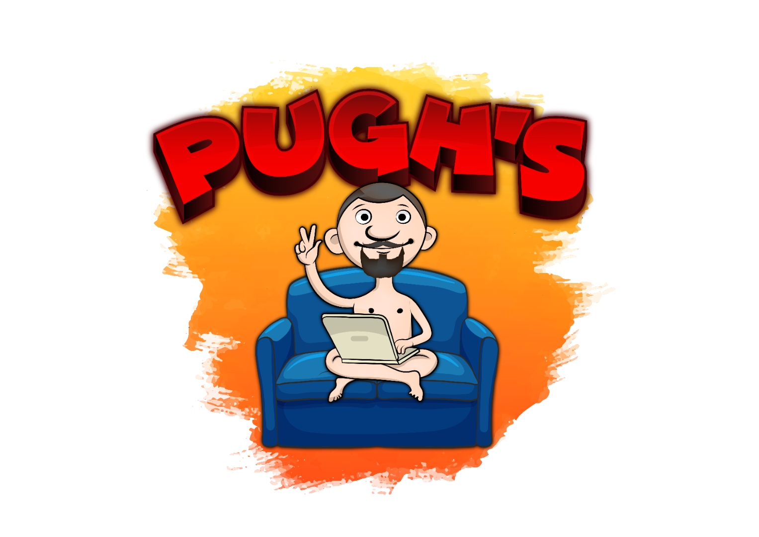 Pugh's logo — consultant at a computer